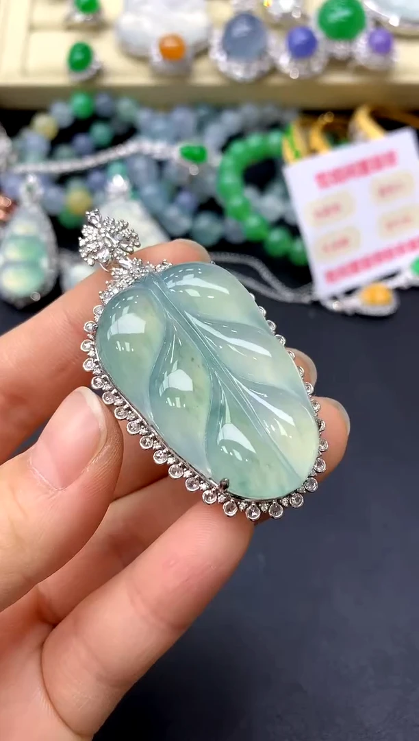 吊坠(不含链)18K金镶嵌翡翠471-中国好珍宝