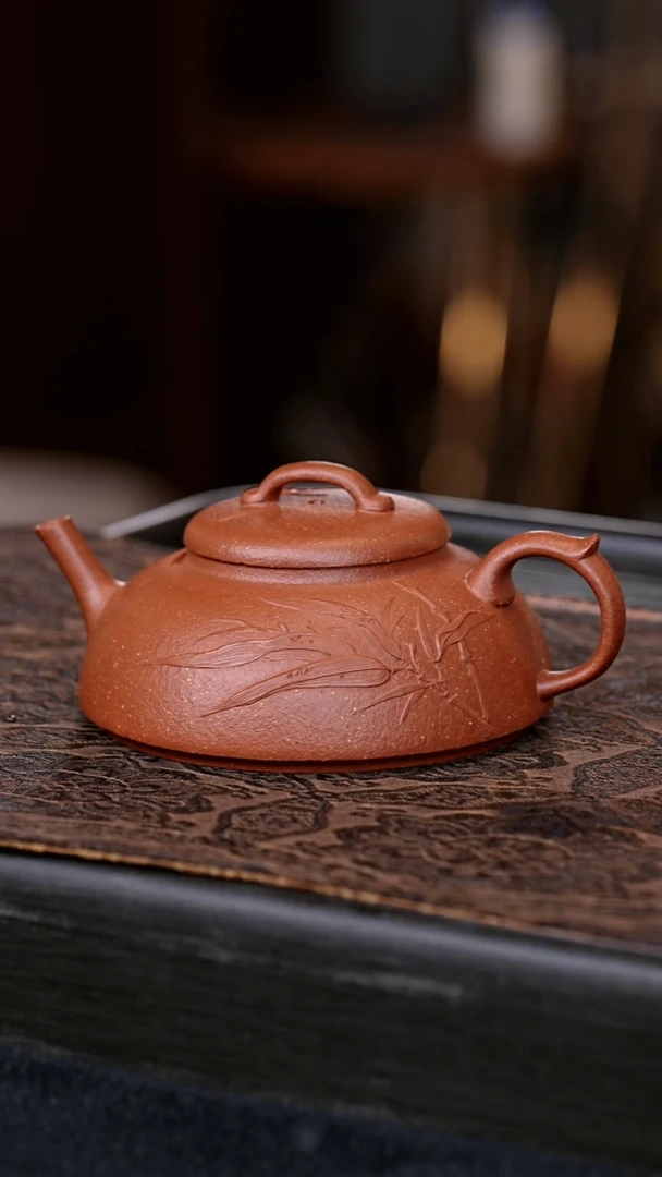 茶壶紫砂全手竹韵捺瓢 一物见春