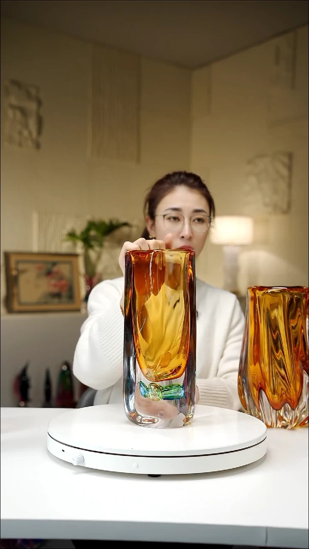 手工艺品琉璃樱**落琥珀色设计款花瓶