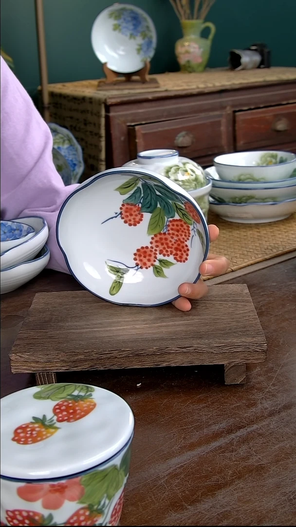 瓷片高白6英寸花口碟-荔枝