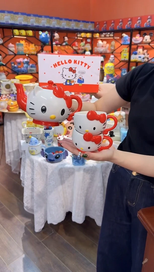瓷片@@凯特猫一壶二杯（陶瓷）