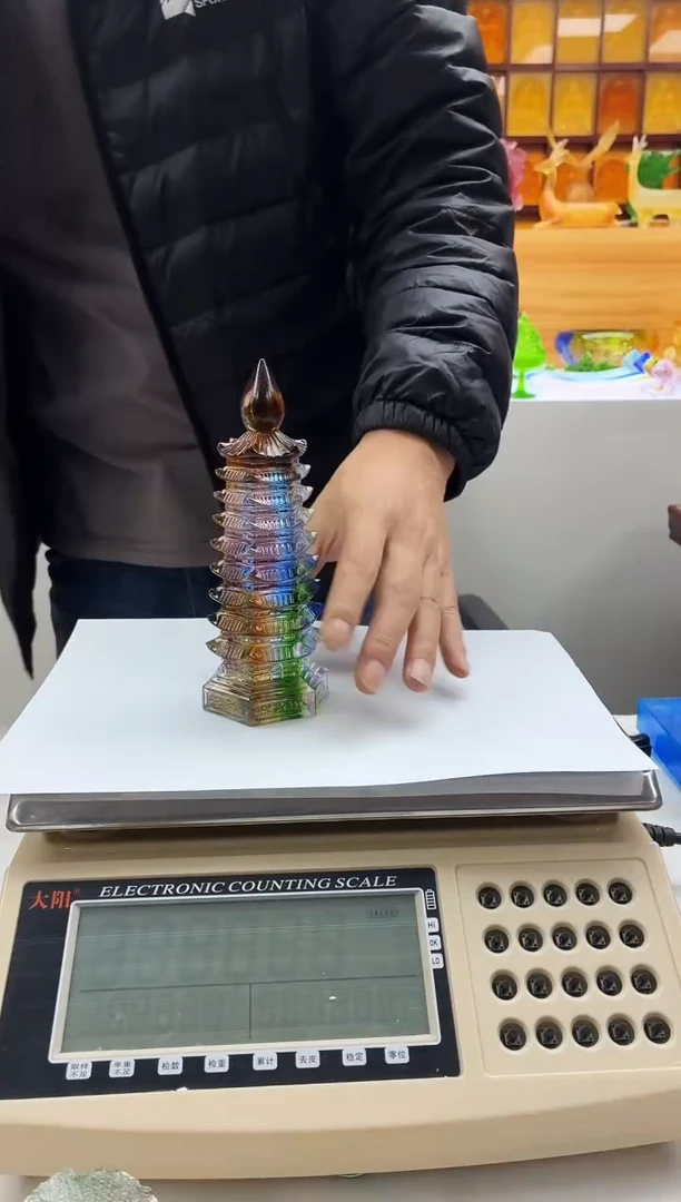 手工艺品琉璃彩色文昌塔18公分