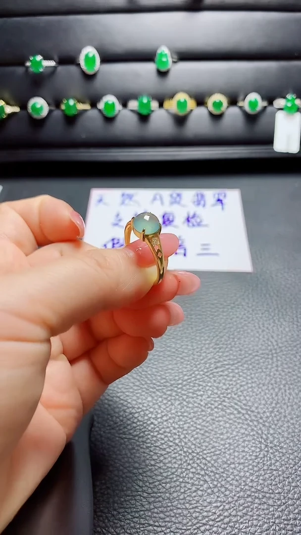 银S925镶嵌戒指翡翠 天然翡翠A货s925银镶