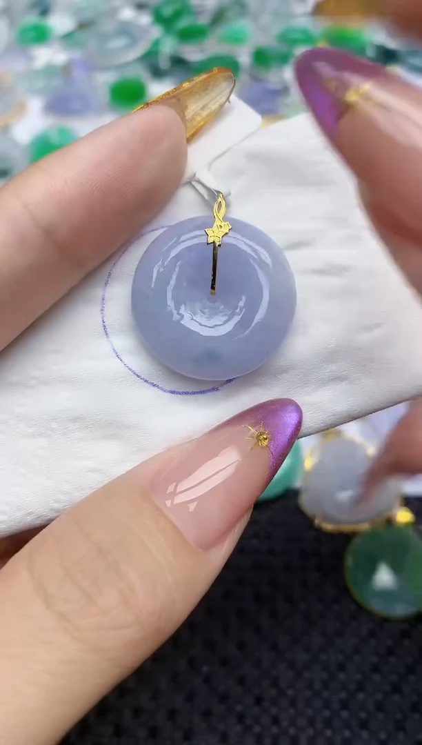 翡翠18K金镶嵌颈饰459   天然翡翠A货