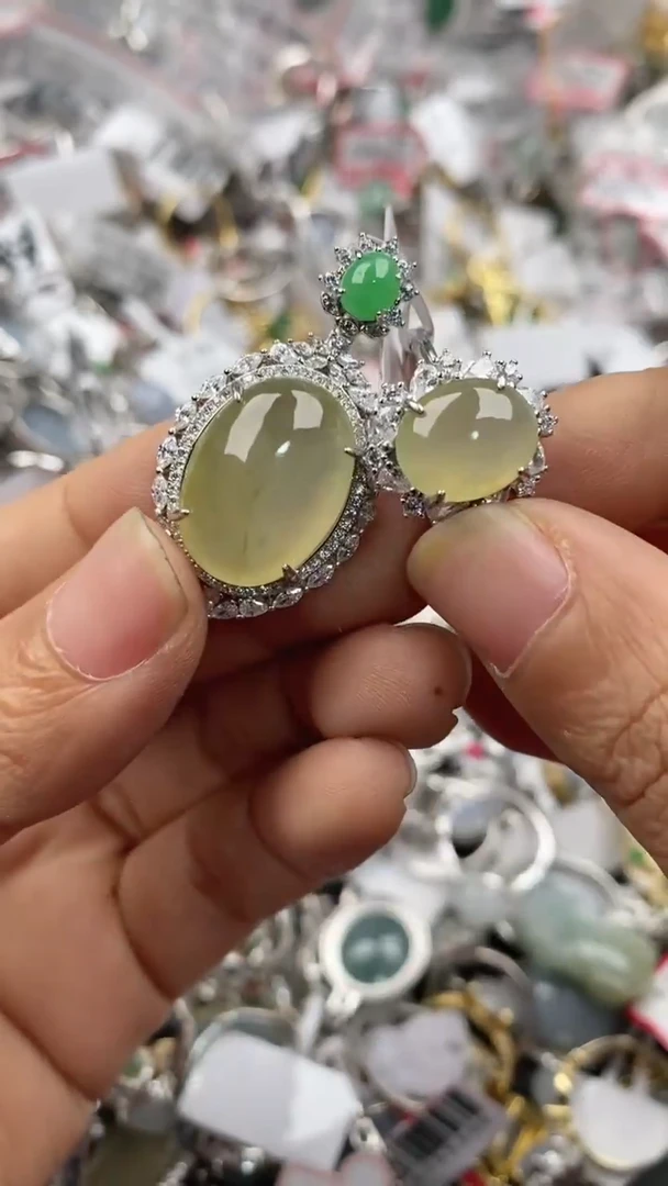 银S925镶嵌戒指翡翠666                 10