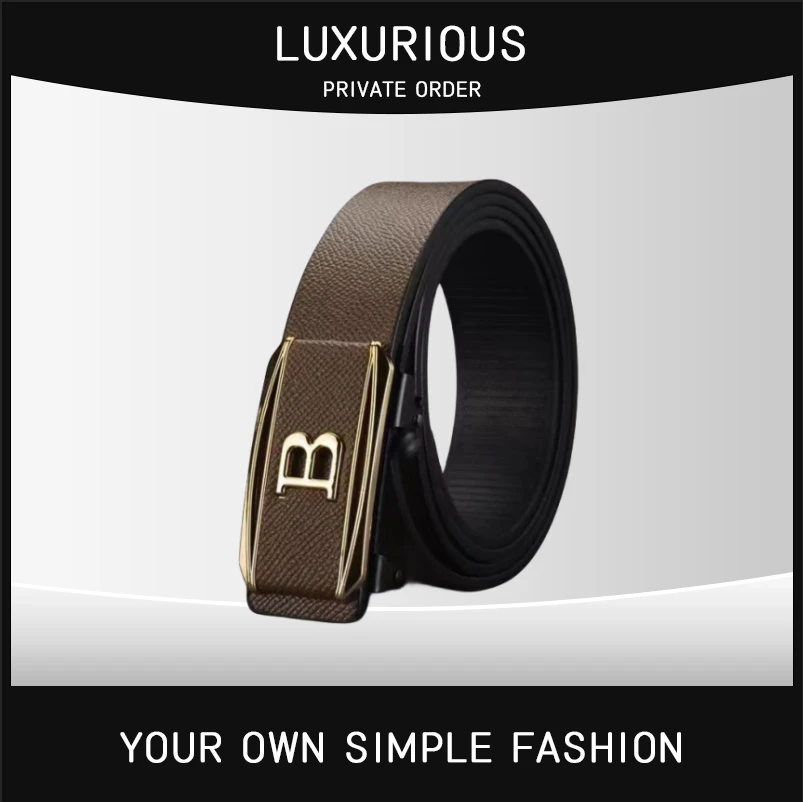 金色字母B腰带男士无牙内穿自动扣皮带韩版
