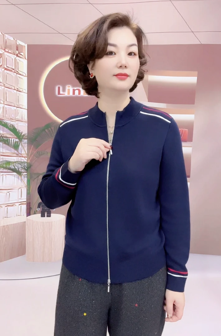 《林李上新》95669显瘦时尚百搭女士针织开衫休闲洋气长袖针织衫