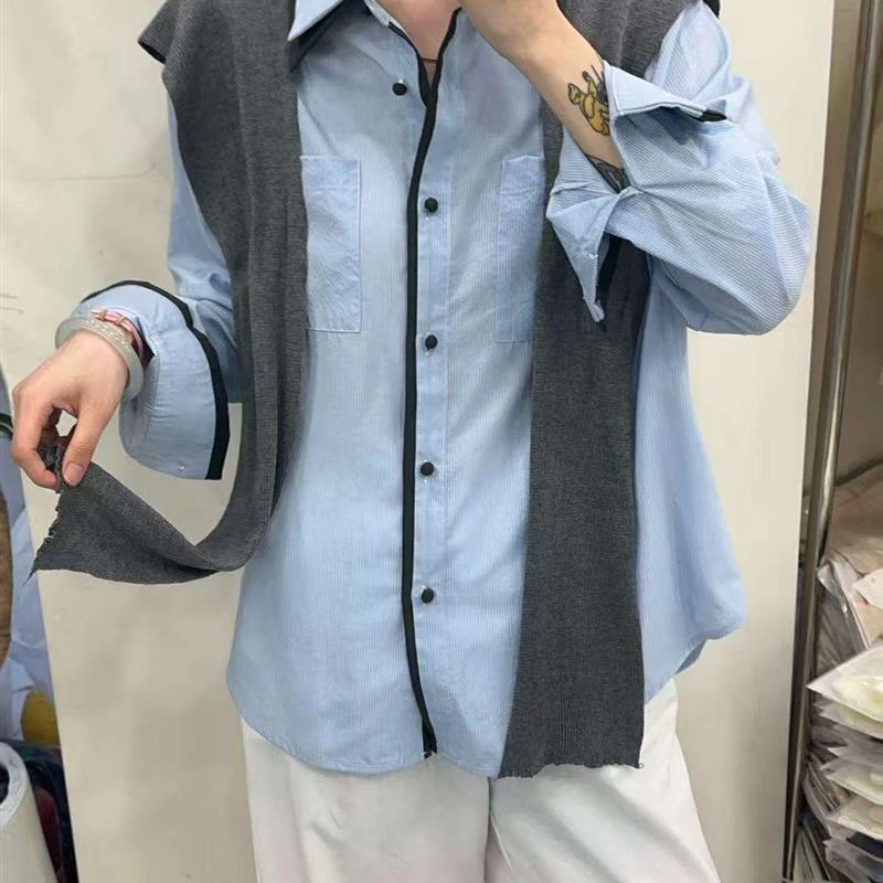 宽松型春季上衣条纹宽松衬衫10DYS110C0615