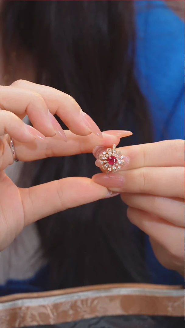 【闪购商品】红宝石戒指18K金镶嵌（0.92ct）@@Q1932