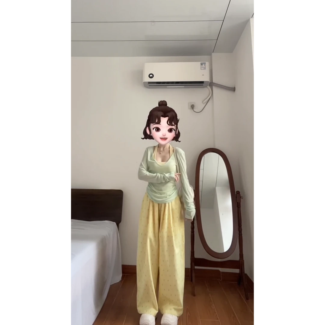 MARIE.COCO多巴胺辣妹挂脖修身短款内搭防晒长袖罩衫阔腿裤三件套