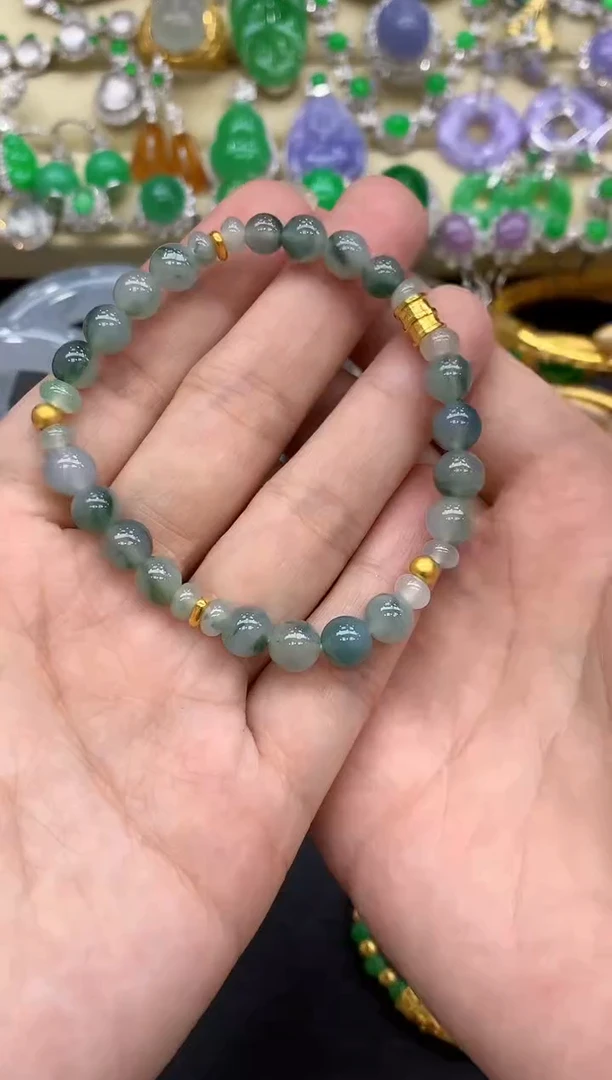 足金镶嵌手链翡翠85-中国好珍宝