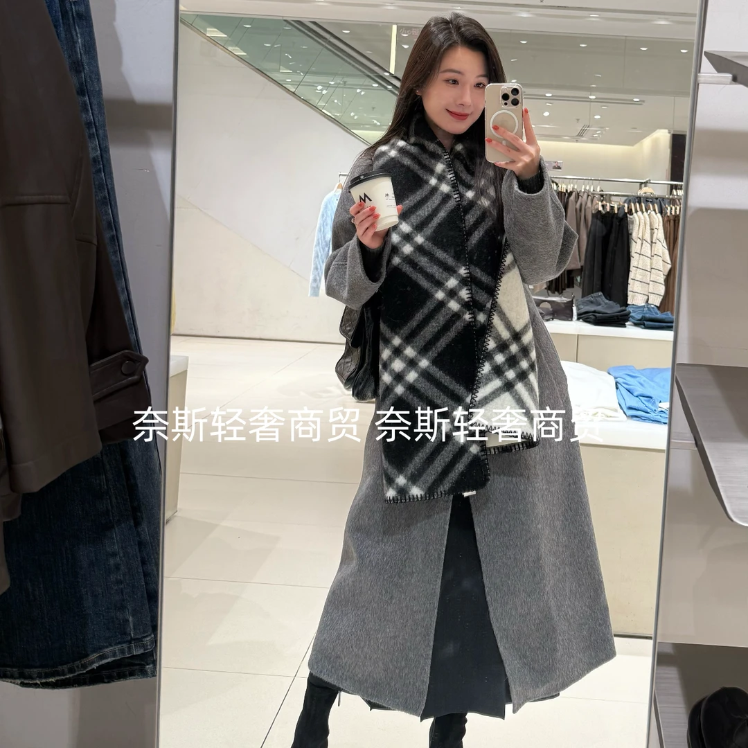 正确版系列同款！奈斯商贸高端定制100山羊绒双面提花保暖围巾披肩