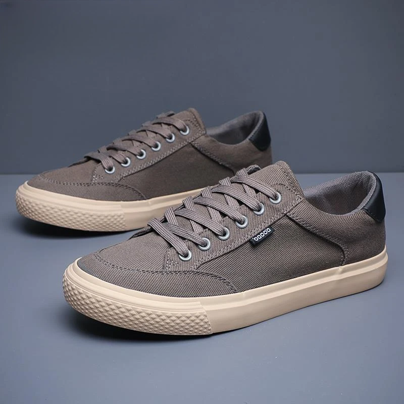 淳启帆布鞋男2025秋季透气低帮系带休闲板鞋百搭软底布鞋平底男鞋