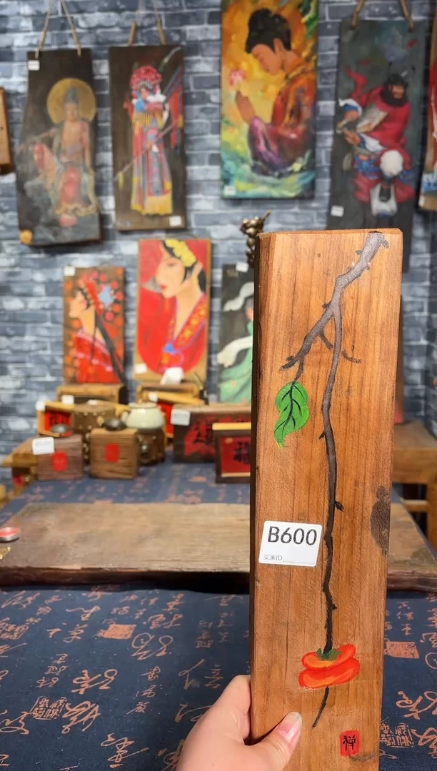 风化老门板丙烯画