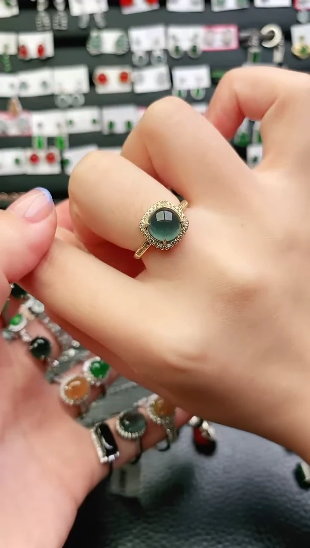 翡翠戒指银S925镶嵌0