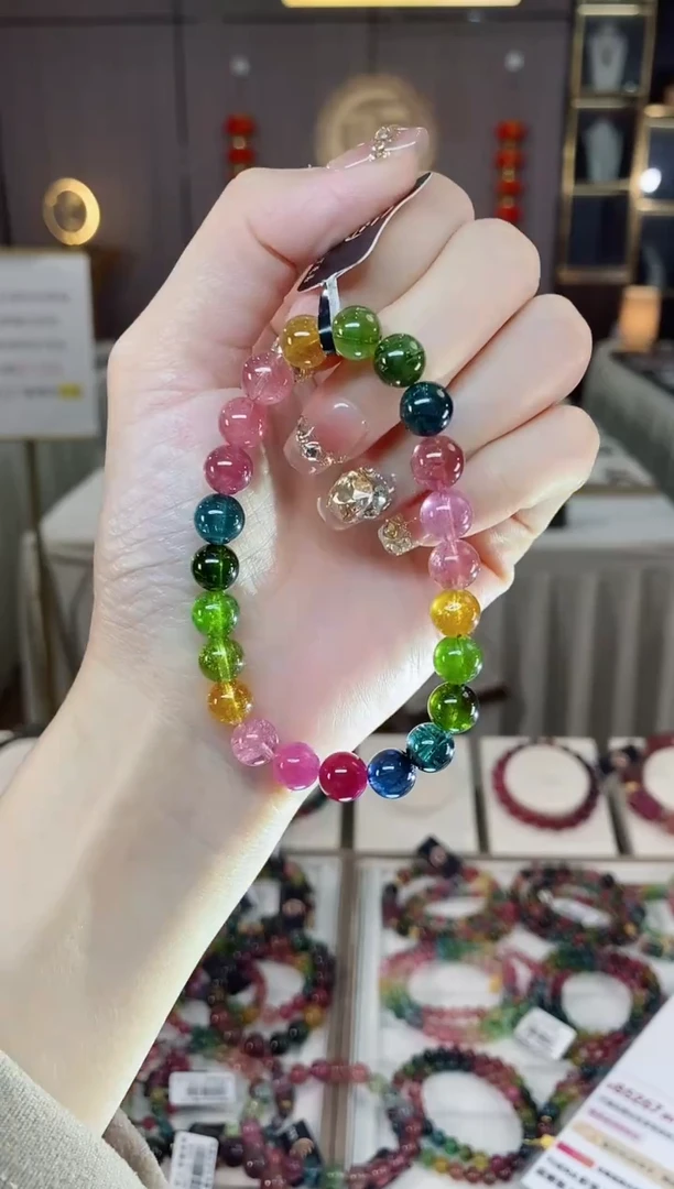 未镶嵌老矿碧玺色标单圈手串8mm+碧玺dan多样性发货一条