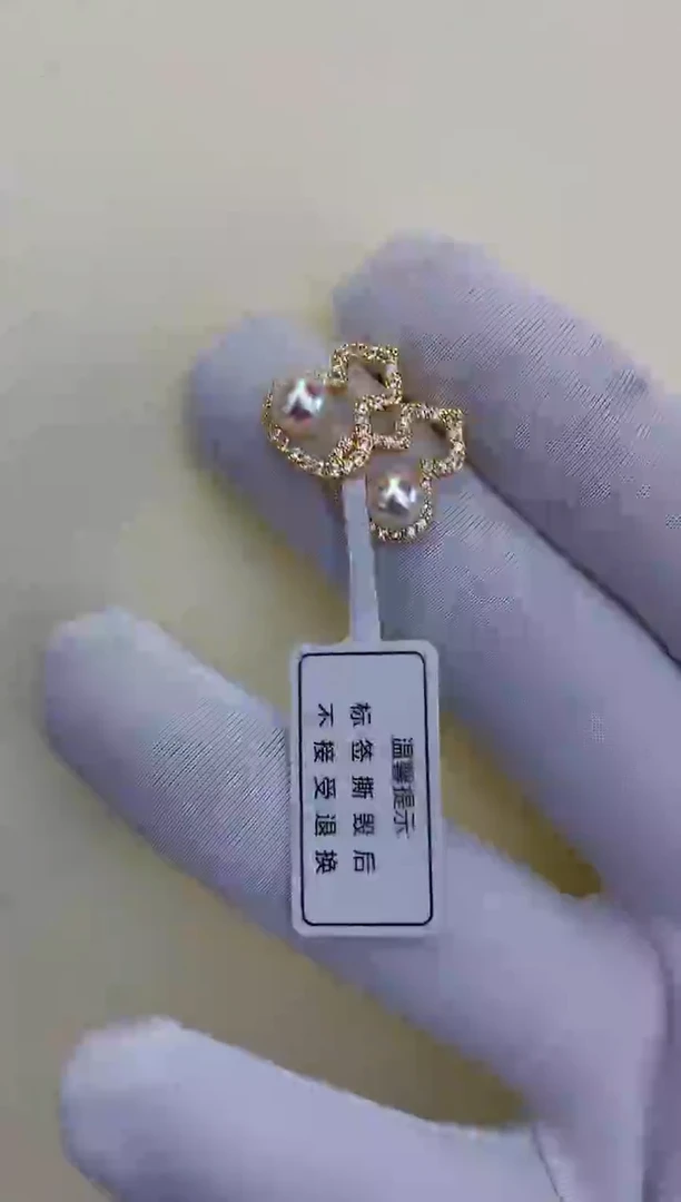 银S925镶嵌饰品海水珍珠设计款耳钉
