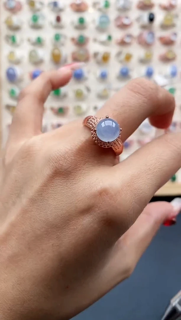 【闪购商品】翡翠戒指未镶嵌缅甸天然A货翡翠444 9+6