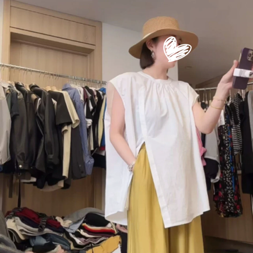 不规则白色开叉飞飞袖衬衫2025新款夏季宽松设计感休闲衬衫女1234