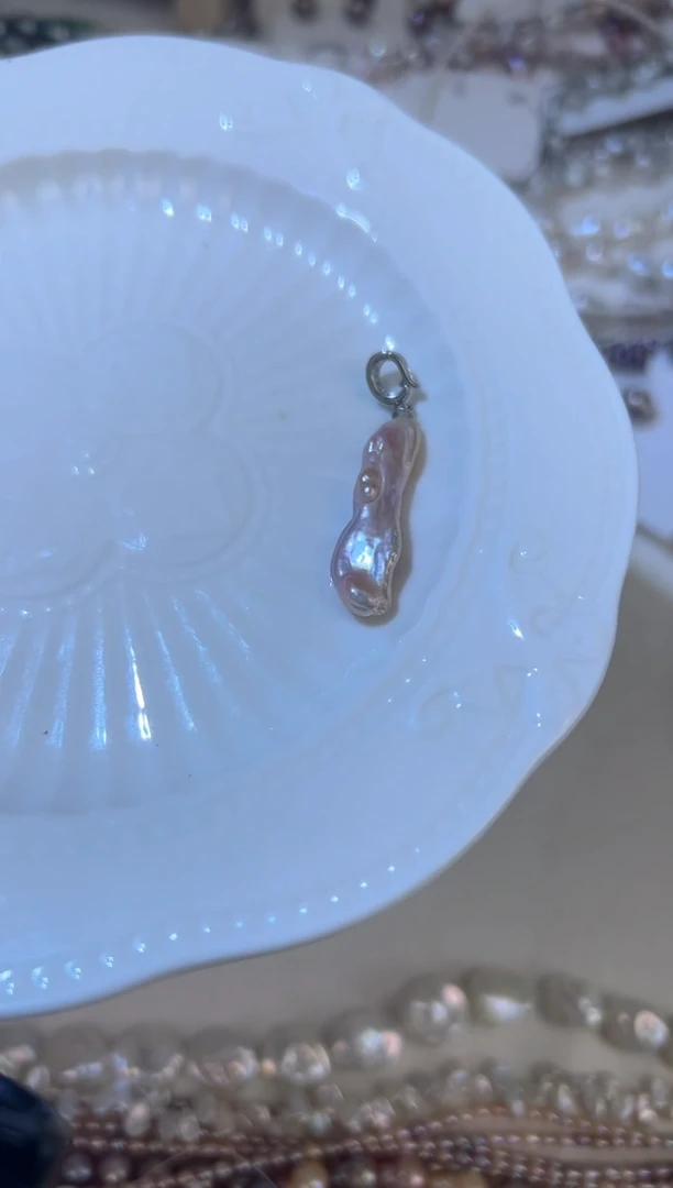 淡水珍珠银S925镶嵌吊坠(不含链)A42