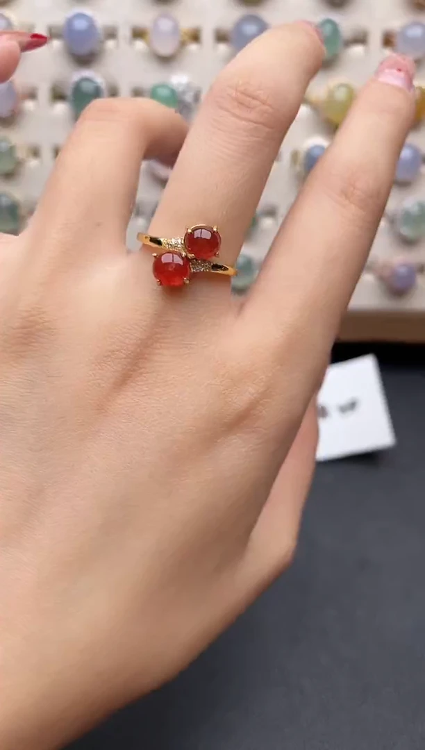 【闪购商品】翡翠戒指银S925镶嵌一物一证一礼盒