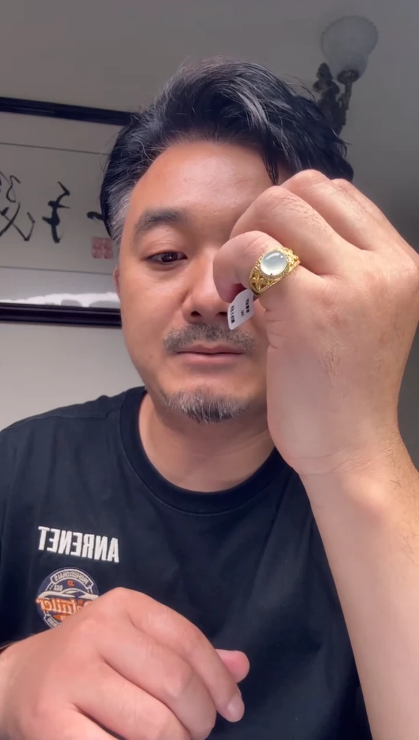 翡翠戒指银S925镶嵌天然翡翠【18906】9.3mm