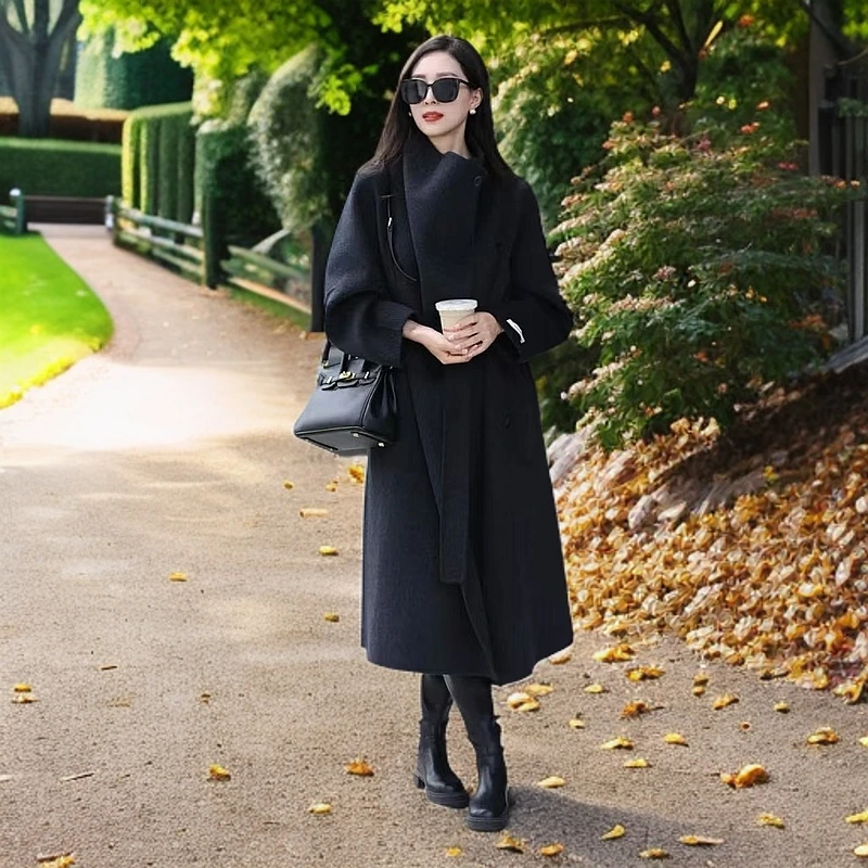 【小景羊绒】2025年新款双面羊毛大衣网红韩版双排扣气质时尚女士