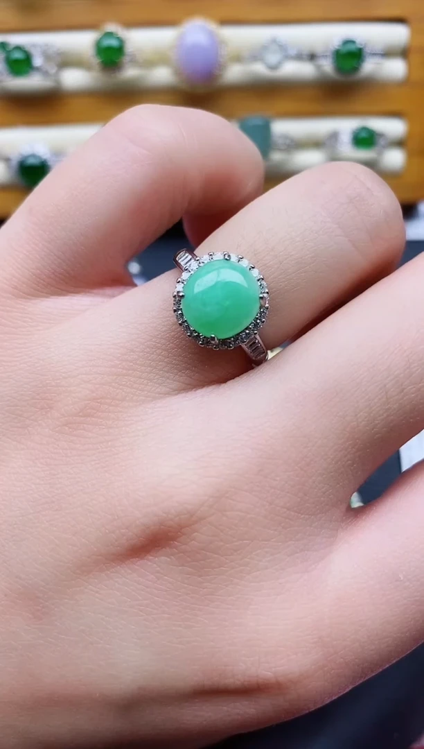 银S925镶嵌戒指翡翠1