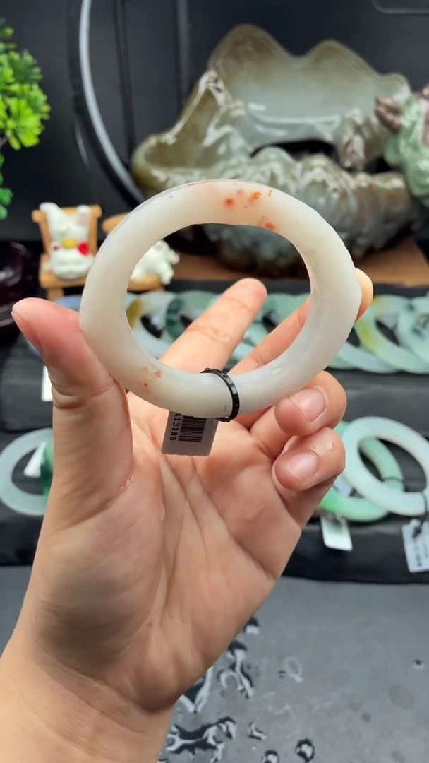 未镶嵌手镯定制翡翠润润的洒金红翡美美镯48-53贵妃-6