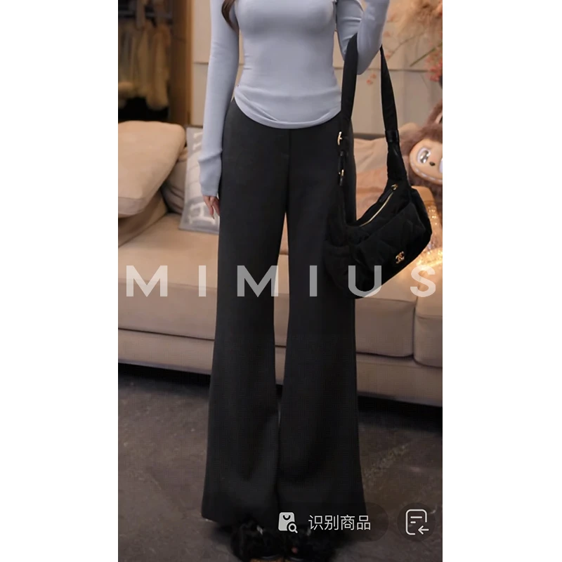 【mimius】U 加绒加厚简约百搭高腰休闲裤 G10399 汉服