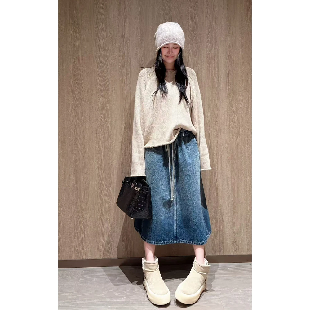 LA CALLA解构插肩宽领毛织长袖YY-AX6573