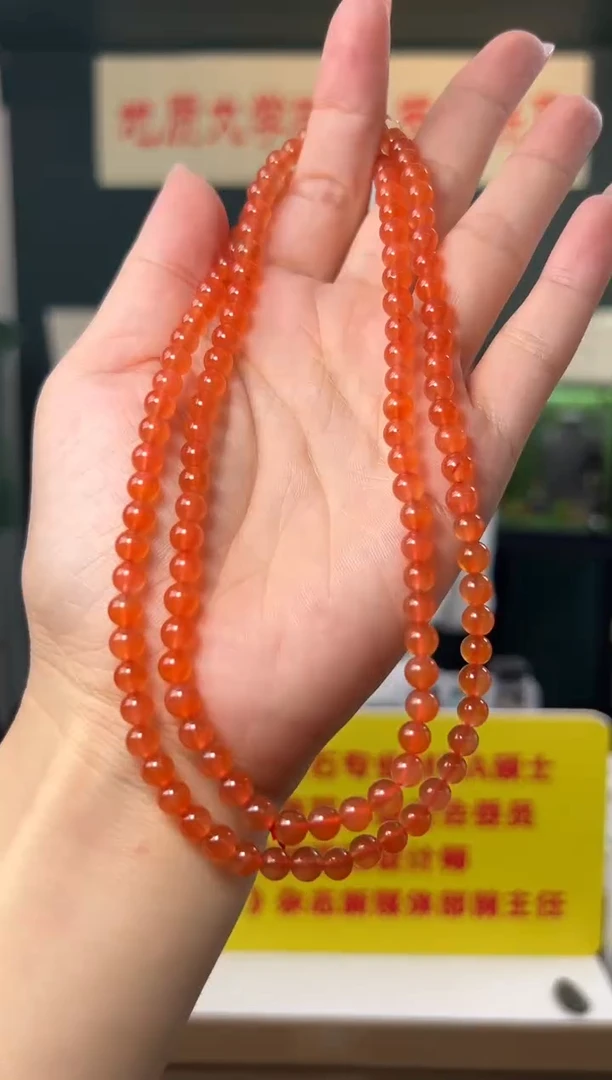 颈饰未镶嵌南红玛瑙保山冰红南红玛瑙多圈长链5.5-6mm