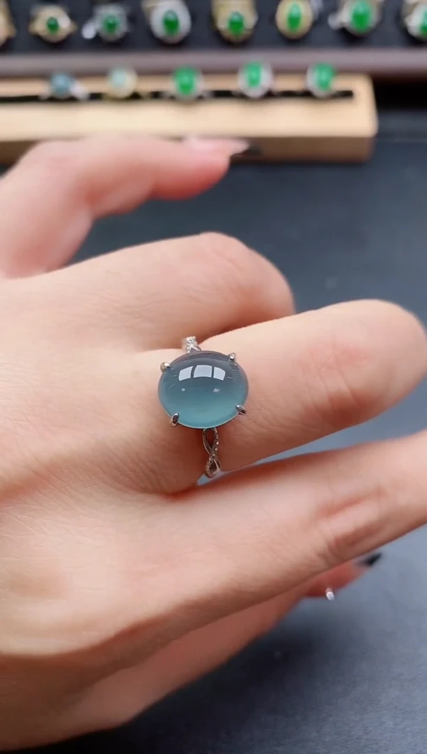 银S925镶嵌戒指翡翠1