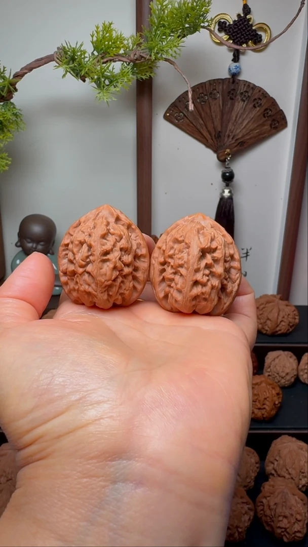 把件文玩核桃红锦锂货头 肚40