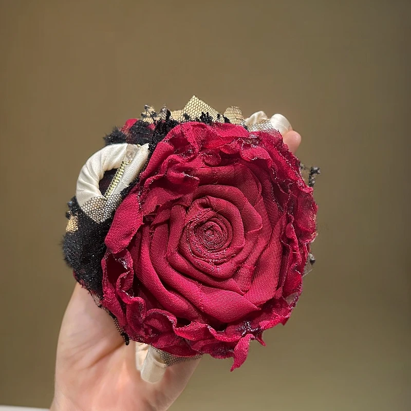 玫瑰饰品新款玫瑰复古胸针腕花颈花发夹抓夹配饰2024爆款洒红玫瑰