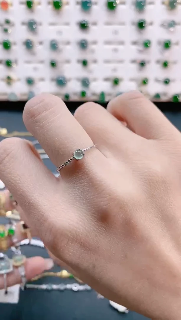 【闪购商品】翡翠戒指银S925镶嵌天然翡翠