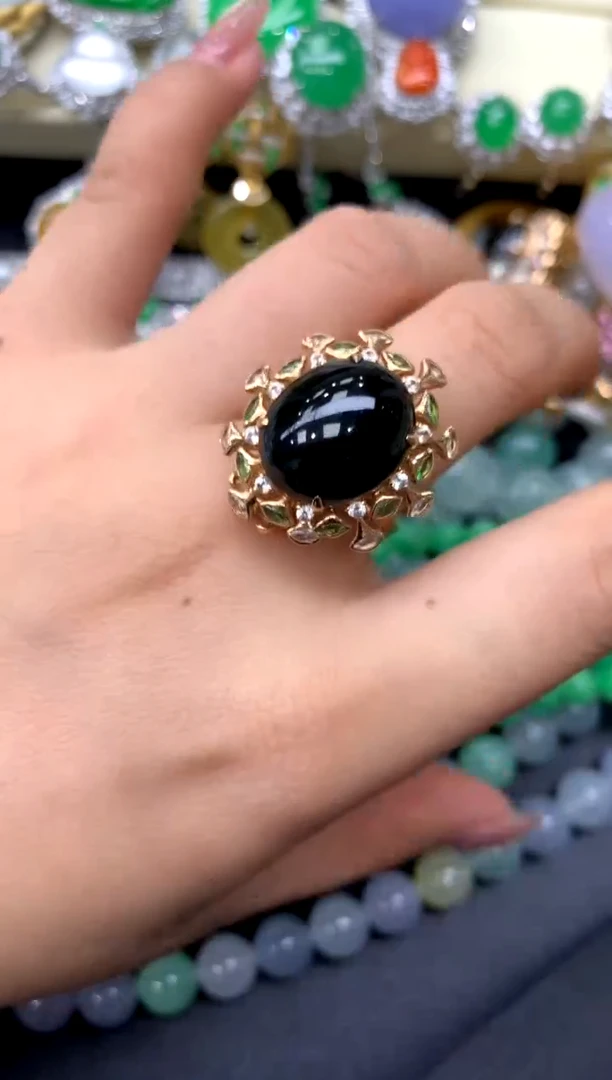 18K金镶嵌戒指翡翠336-中国好珍宝