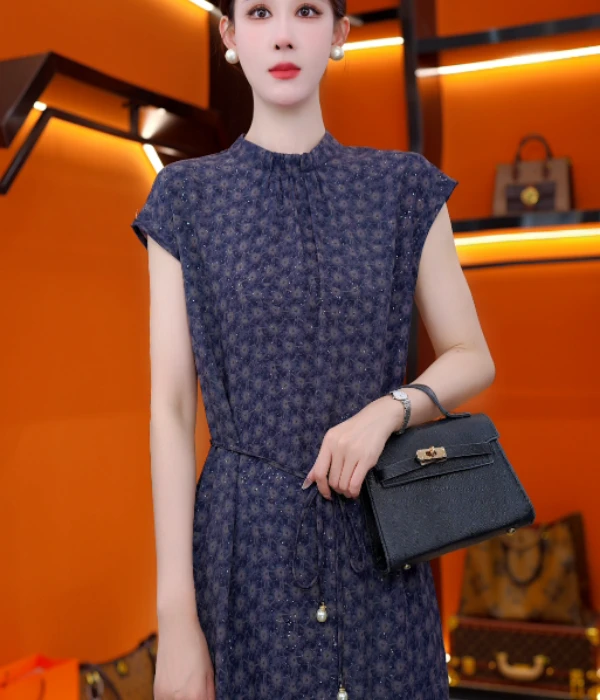 2025新款墨若繁星连衣裙新中式中长款宽松裙子气质夏季正品女显瘦