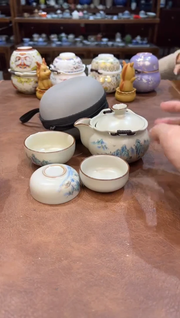 真的很便宜超好看会开片的旅行茶具