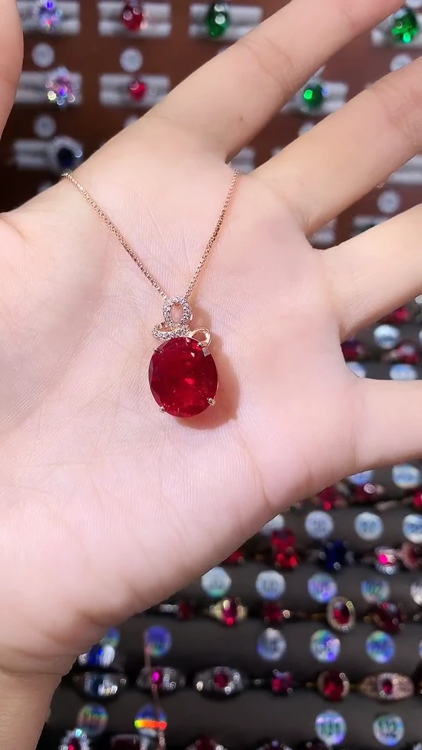 无吊坠925银鸽血红色吊坠