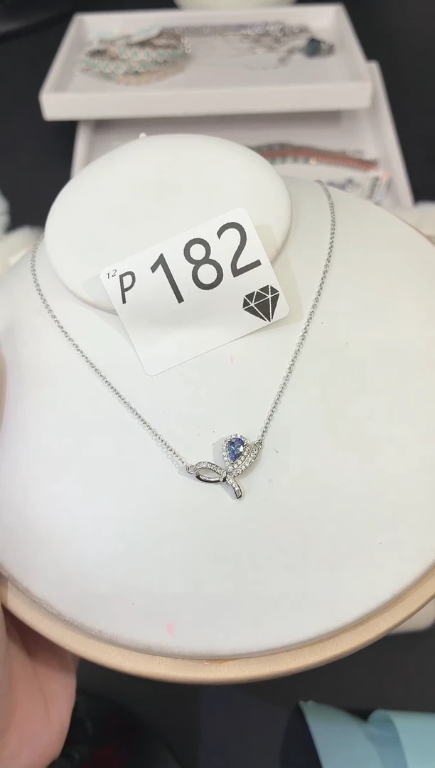 银S925镶嵌项链坦桑石多样性发一P182