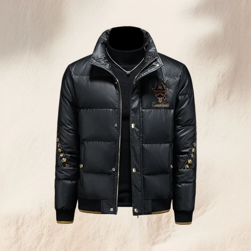 宾斯洛特羽绒服冬季男立领短款修身潮流保暖外套鸭绒防水羽绒衣潮