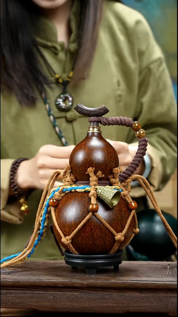 Yl091复古网兜款天然酒葫芦（一物一拍）