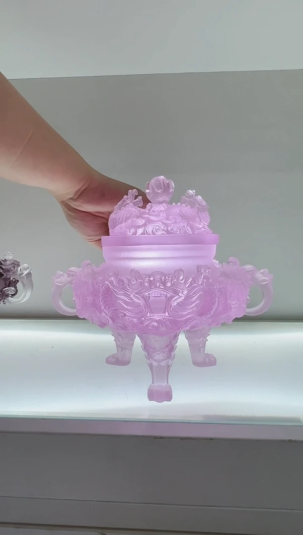 手工艺品琉璃古法琉璃九龙香炉