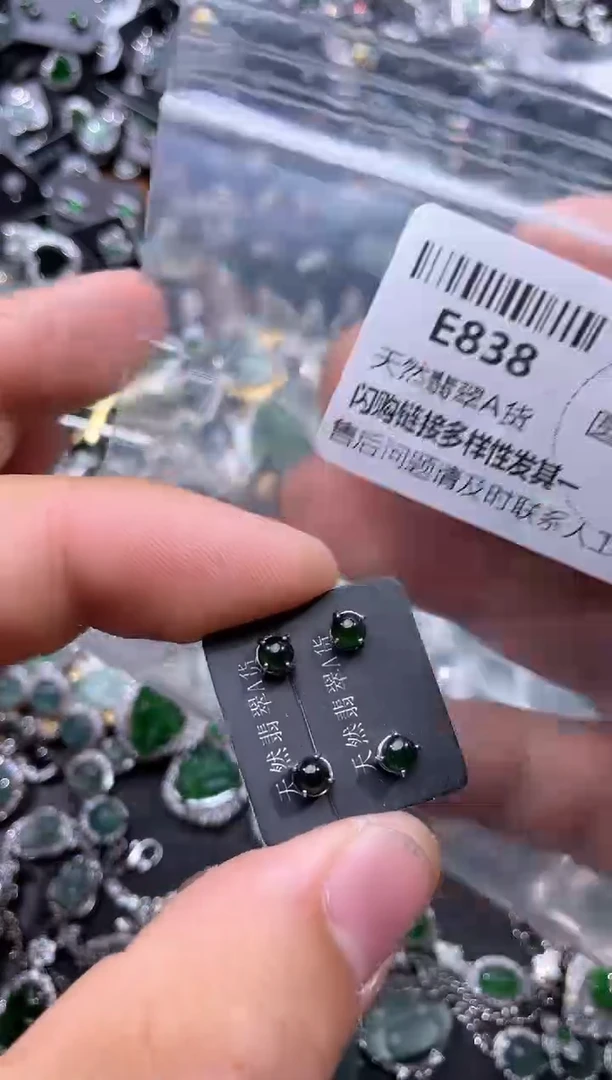 【闪购商品】翡翠颈饰未镶嵌E838耳钉 多样性发其一