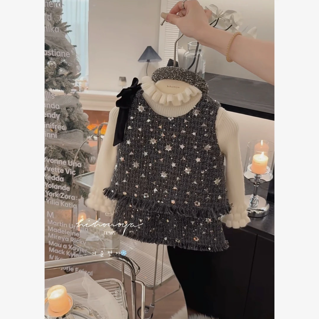 【灿若繁星】11Hihoniya~2025冬宝宝名媛小香苏夹棉马甲套装