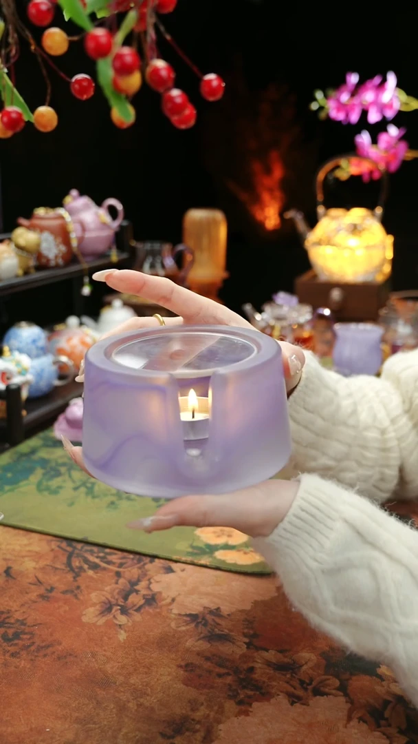 【闪购商品】紫色水晶琉璃蜡烛温茶台