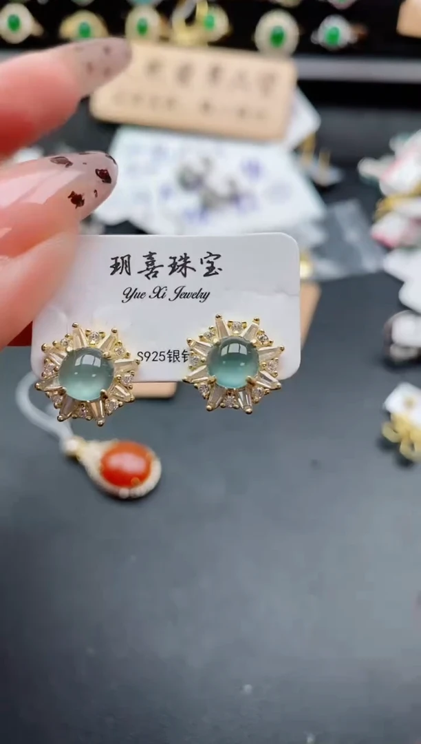 银S925镶嵌戒指翡翠1
