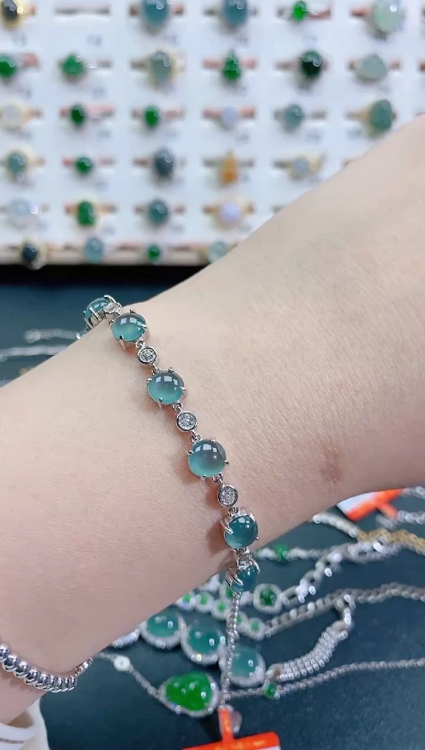 银S925镶嵌手链翡翠天然翡翠