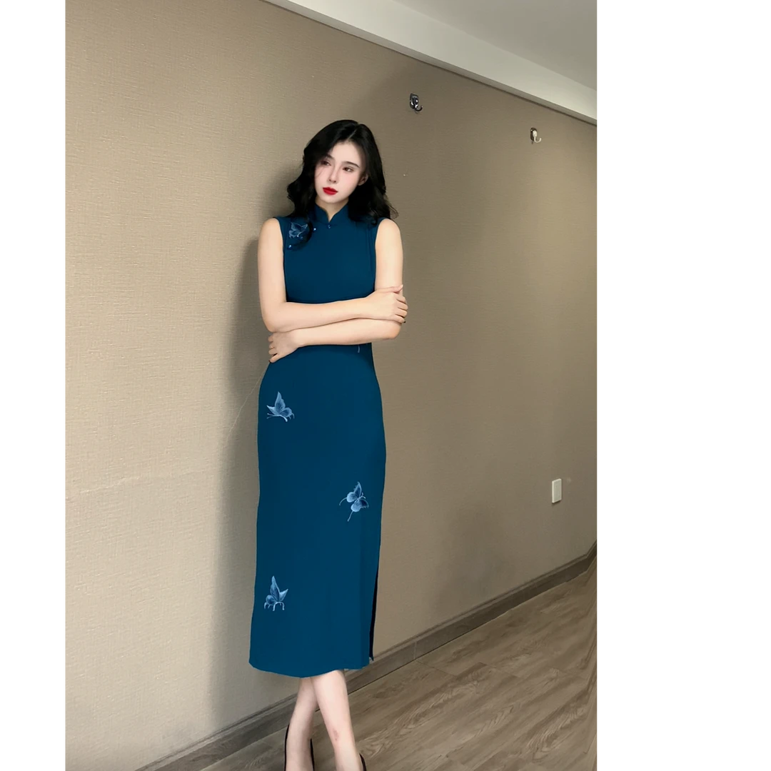 【蓝音】绫曦2025春夏新款气质优雅复古日常旗袍裙